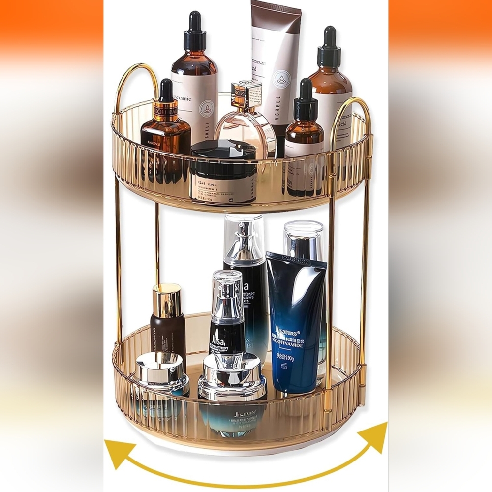 360 2 Tier Rotating Makeup Shelving (NWT)